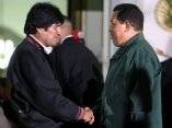 Chávez saluda a su homólogo Evo Morales. Foto: Prensa Miraflores 