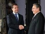 Dmitri Medvédev y Raúl Castro hoy en Moscú. Foto: Ria Novosti