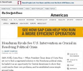 Hasta The New York Times se da cuenta: Pide más presión a Obama para reinstalar a Zelaya