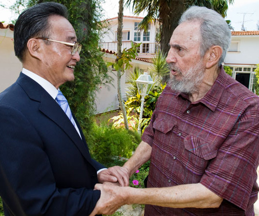 Encuentor de Fidel Castro con Wu Bangguo