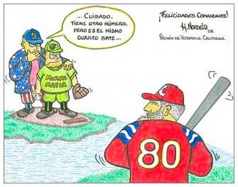 Caricatura 80 cumpleños de Fidel, Gerardo Hernández