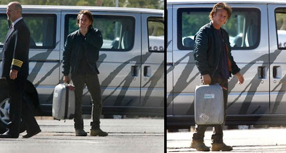 Sean Penn en Las Vegas, en el momento en que se disponía a tomar el avión a Cuba (Fotos: TMZ)