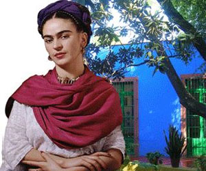 Frida Khalo en la Casa Azul, de Coyoacán.