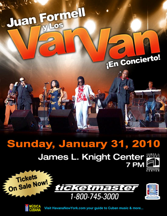 Los Van Van en Miami, presentación el 31 de enero