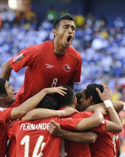 Chile vs Honduras en Copa Mundial de Fútbol, Sudáfrica 2010. Foto: AFP
