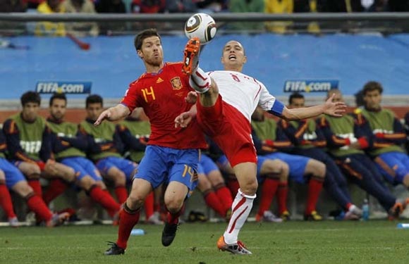Suiza vs España en la Copa Mundial de Futbol, Sudáfrica 2010. Foto: Reuters