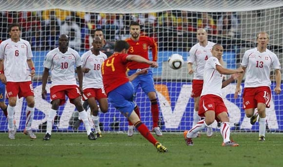 Suiza vs España en la Copa Mundial de Futbol, Sudáfrica 2010. Foto: Reuters