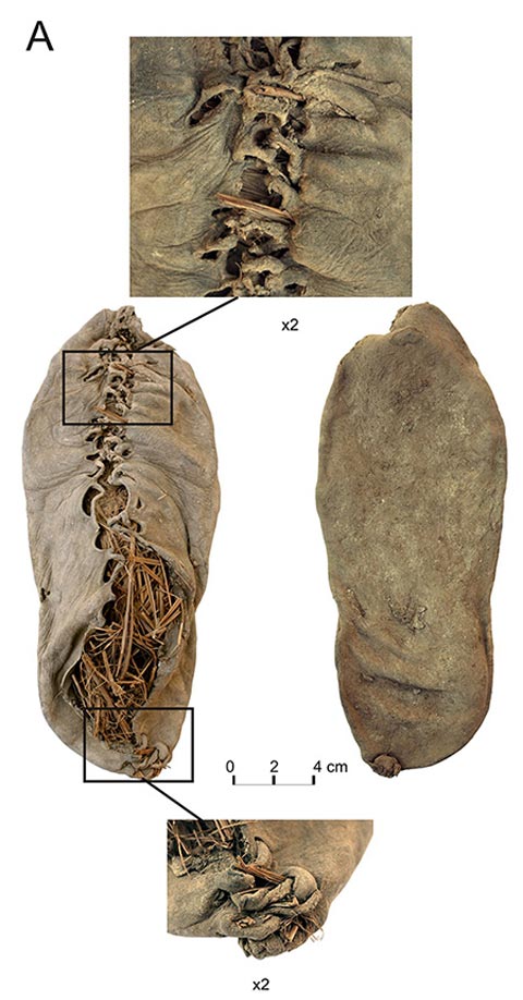 Esta fotografía sin fecha distribuida por el Departamento de Arqueología de la Universidad de Cork, Irlanda, muestra lo que sería el zapato más antiguo del mundo. AP Foto/Department of Archaeology University College Cork