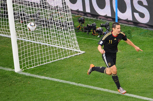 Alemania le gana a Argentina 4-0 en Copa Mundial de Fútbol, Sudáfrica 2010. Foto: AFP