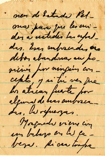 Mensaje del Comandante en Jefe al capitán Ramón Paz, con instrucciones de ocupar posiciones, 27 de julio de 1958.