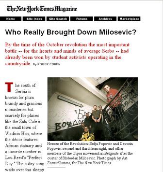 Artículo de The New York Times Magazine: “¿Quién derribó realmente a Milosevic?” 