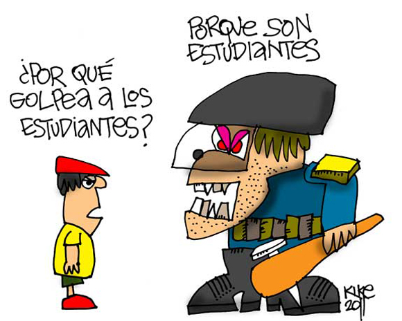 Caricatura tomada de Desde Adentro, blog del Colectivo de Prensa Estudiantil