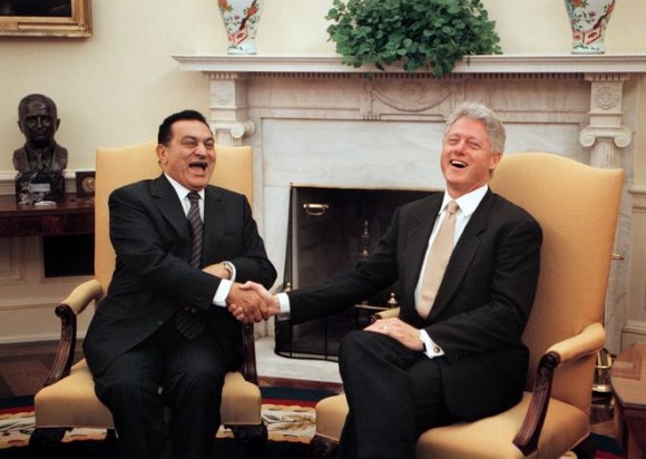 Hosni Mubarak y Bill Clinton en la Casa Blanca