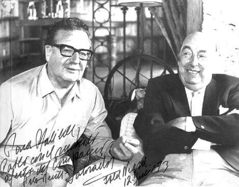 El presidente Salvador Allende y el poeta Pablo Neruda.
