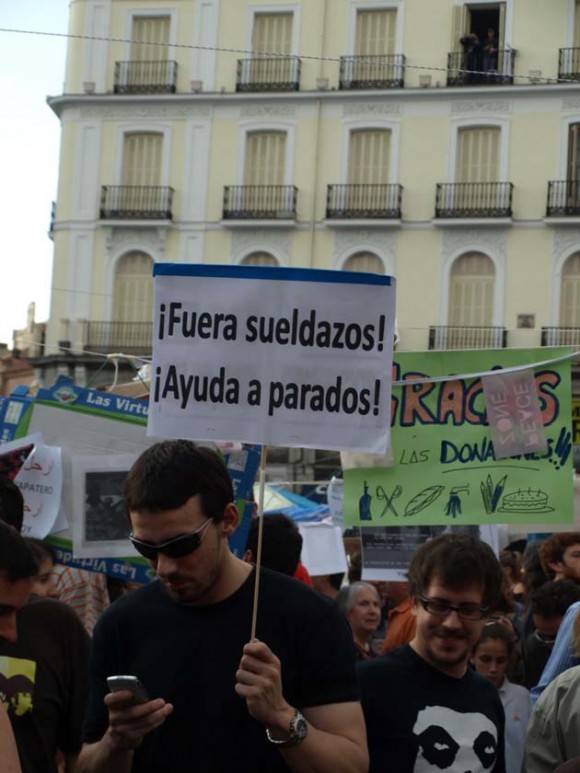 Protesta en la Puerta del Sol, Madrid, España.