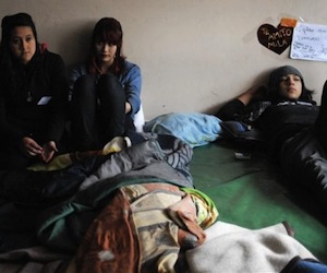 Los tres estudiantes chilenos en huelga de hambre.