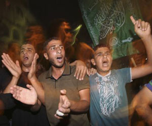 Habitantes de Gaza celebran hoy la noticia del canje Foto: Mohammed Salem/Reuters