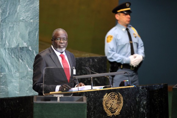 El presidente de Guinea-Bissau, Malam Bacai  Sanha en ONU. Foto: AP
