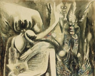 La pintura "Idolo" del fallecido artista cubano Wilfredo Lam.