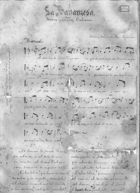 Partitura de La Bayamesa, Himno Nacional de Cuba