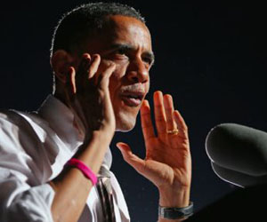 Obama, en medio de un mitin en Cleveland, Ohio. Foto: AFP.