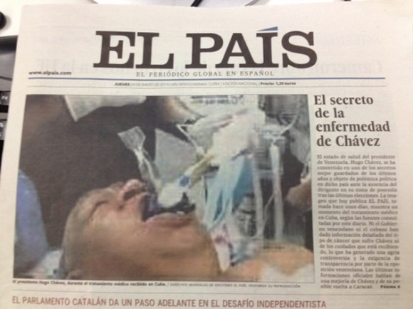 La portada de El País con la falsa foto del Presidente Chávez