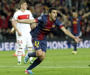 Pedro celebra su gol ante el PSG