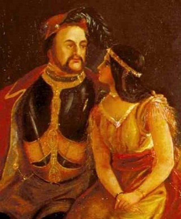Retrato realizado en 1850 a John Rolfe y Pocahontas antes de casarse.