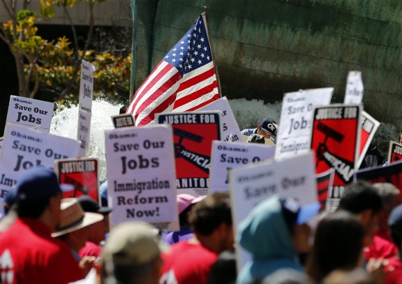 Trabajadores e inmigrantes defendieron sus causas el 1ro de mayo en EEUU. Foto Reuters