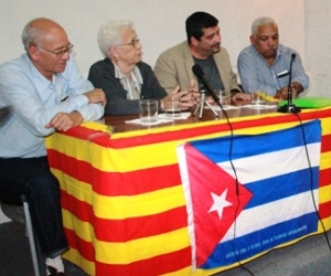 La delegación cubana que por estos días recorre el estado español: De izquierda a derecha Hugo Pons, Mirtha Rodríguez, Iroel Sánchez y Alberto González