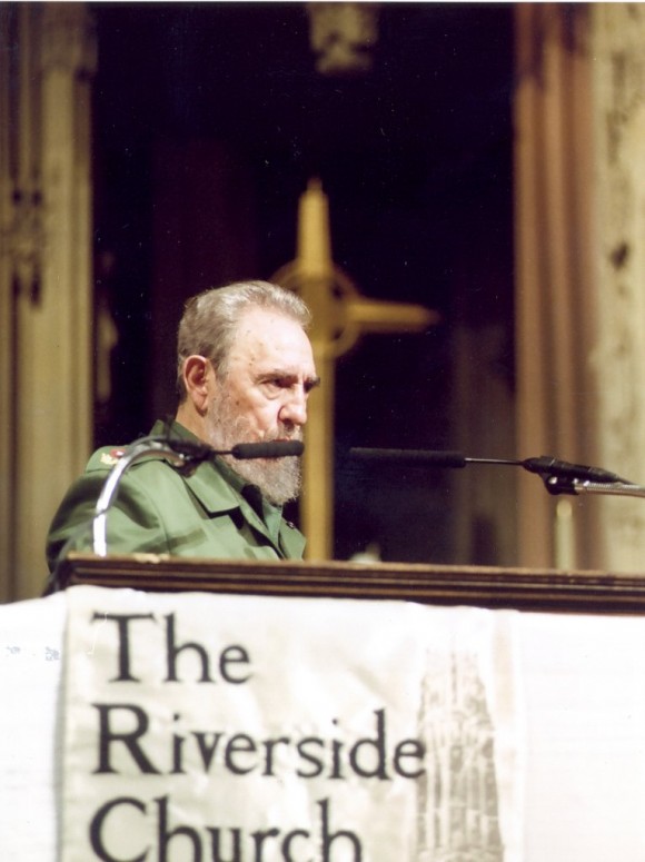Fidel en la Iglesia Riverside, en Harlem, el 8 de septiembre de 2000. foto: Estudios Revolución