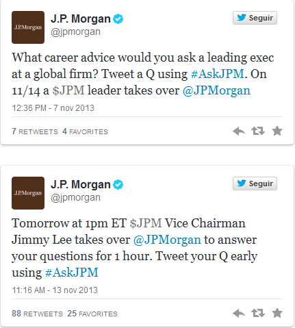 Tuits de convocatoria de JPMorgan