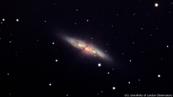 Esta imagen muestra un punto de luz brillante en la galaxia M 82. (Imagen: UCL/University of London Observatory/Steve Fossey/Ian Howarth/Ben Cooke/Guy Pollack/Matthew Wilde/Thomas Wright)