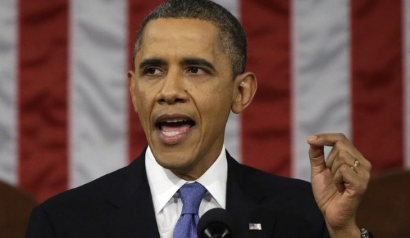 Barack Obma en su primer discurso a la nación de su segundo mandato. Foto: EFE.
