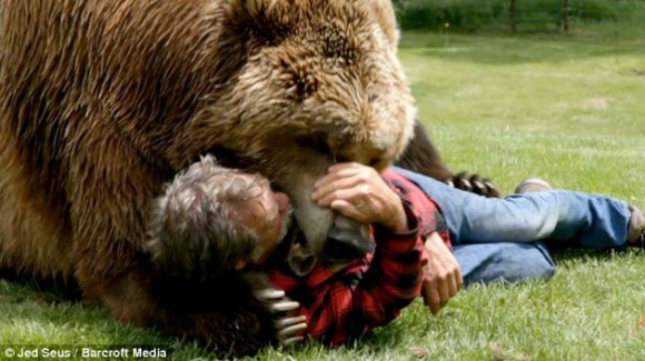 Doug y los osos se demuestran afecto al interactuar y jugar. Foto: Dailymail.co.uk