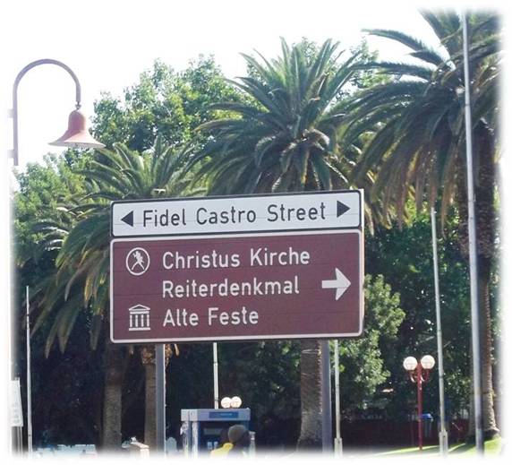 Señalética de la avenida Fidel Castro en la capital de Namibia. Autor: José Alberto Zayas Pérez