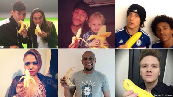 De izquierda a derecha y de arriba a abajo: "Kun" Agüero y Marta, Neymar y su hijo Davi Lucca, David Luiz y Willian, Gaby Amarantos, Roberto Carlos y Michel Telô.