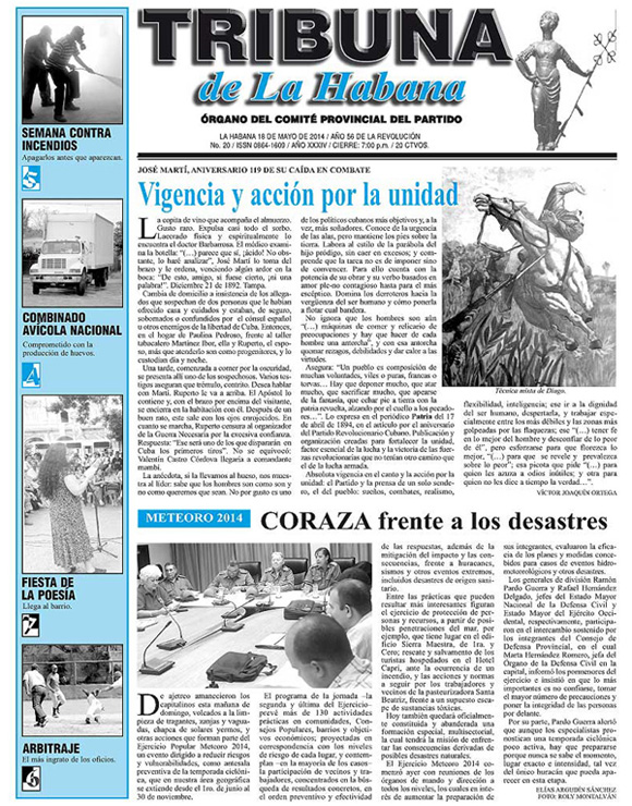 Periódico Tribuna de la Habana, domingo 18 de mayo de 2014