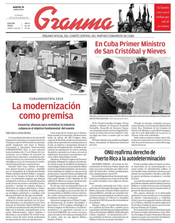 Periódico Granma, martes 24 de junio de 2014