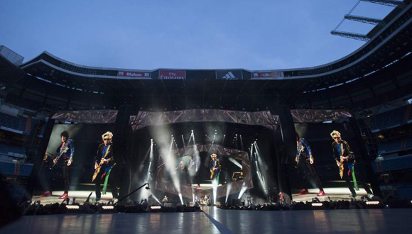 The Rolling Stones durante su actuación en el estadio Santiago Bernabéu de Madrid.  Foto: EFE.