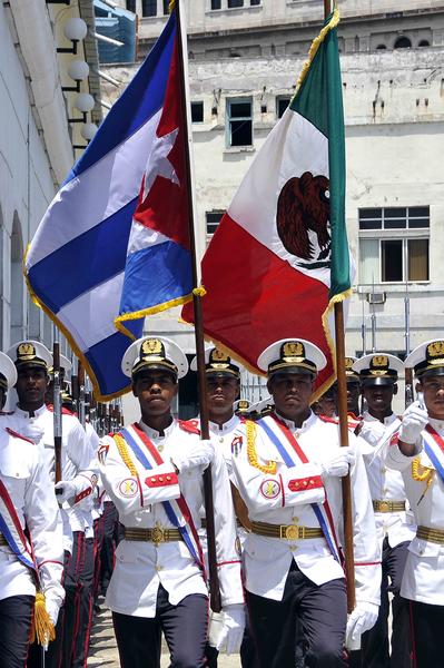 Ceremonia de recibimiento al buque Multipropósito MP-01 Huasteco, de la Armada de los Estados Unidos Mexicanos, en La Habana, el 9 de julio de 2014. AIN FOTO/Marcelino VAZQUEZ HERNANDEZ/