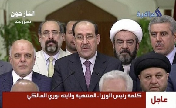Nuri Maliki al anunciar su renuncia como primer ministro de Irak, este jueves. Foto: Ap