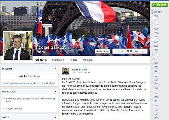 Nicolás Sarkozy Facebook.
