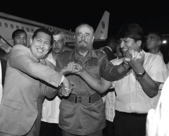Fidel, Evo y Chávez. Foto de Archivo