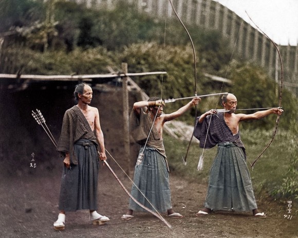 arqueros japoneses alrededor del año 1860..