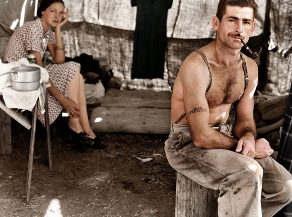 Trabajador de la madera en paro en 1939.