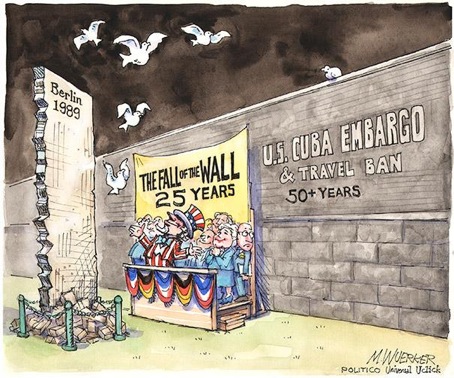 Caricatura sobre el bloqueo contra Cuba, publicada en “Político”, el 12 de noviembre de 2014.