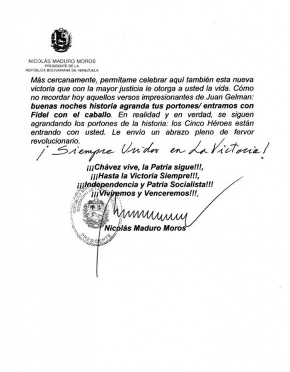 Cartas de Maduro a Fidel y Raúl2