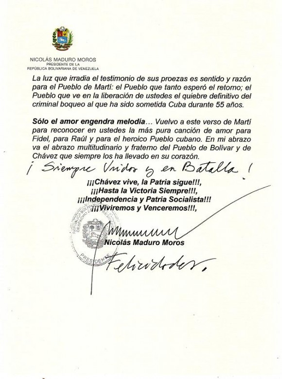 carta Maduro a los 5Héroes pag 2