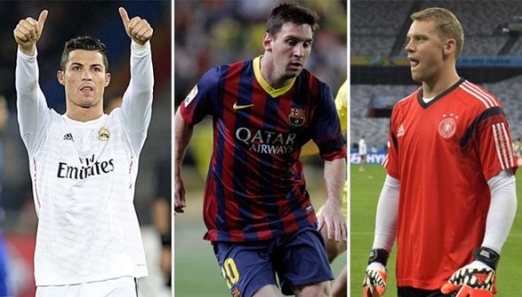  Messi, Cristiano y Neuer son los candidatos al Balón de Oro de la FIFA